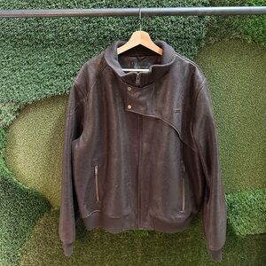Vintage Sean John Fur Line Brown Leather Jacket Size XXL